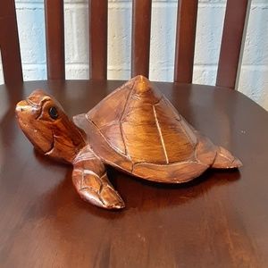 Vintage Wooden Hand Carved Turtle